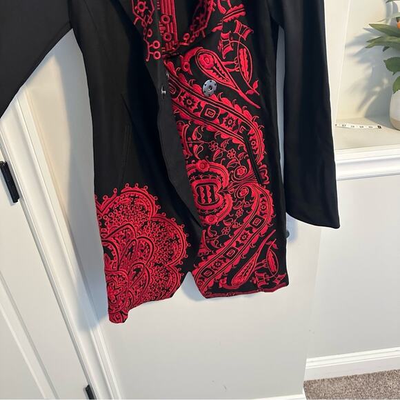 NEW Johnny Was Biya Black Red Wool Blend Embroidered Jacket XS - Picture 12 of 14